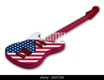 Chitarra elettrica su uno stand su sfondo bianco. Isolare. Rendering 3D di  qualità eccellente ad alta risoluzione. Può essere ingrandito e utilizzato  come dorso Foto stock - Alamy