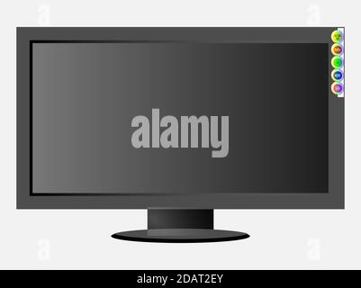Grafica vettoriale TV a LED piatto di colore nero su sfondo bianco Foto Stock