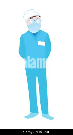 medico maschile, ordinato. Professionale in stile piatto. Vettore isolato su sfondo bianco Illustrazione Vettoriale