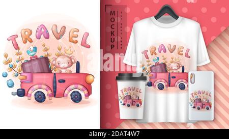 Poster e merchandising Monkey Travel Illustrazione Vettoriale