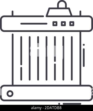 Icona radiatore auto, illustrazione lineare isolata, vettore di linea sottile, segno di disegno web, simbolo di concetto di contorno con tratto modificabile su sfondo bianco. Illustrazione Vettoriale