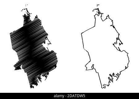 Plymouth County, Commonwealth del Massachusetts (Stati Uniti, Stati Uniti d'America, Stati Uniti, Stati Uniti, Stati Uniti) mappa vettoriale illustrazione, schizzo scrimolo Plymout Illustrazione Vettoriale