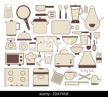 progettazione di una collezione di utensili da cucina Illustrazione Vettoriale