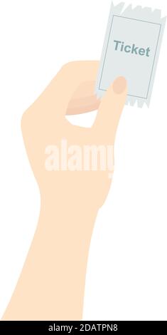 biglietto allungato in mano, illustrazione vettoriale piatta Illustrazione Vettoriale