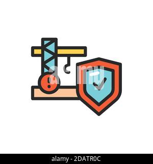 Icona della linea a colori dell'assicurazione rischi di costruzione. Elemento vettoriale isolato. Illustrazione Vettoriale