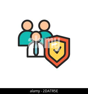 Icona della linea a colori dell'assicurazione persone. Elemento vettoriale isolato. Illustrazione Vettoriale