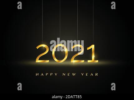 Gold 2021 Felice anno nuovo background. Illustrazione Vettoriale