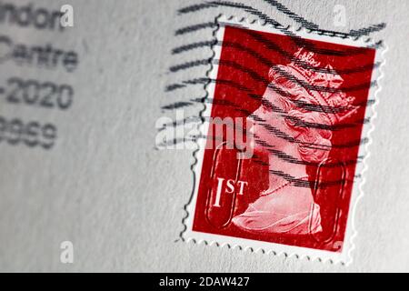 Francobollo di prima classe Royal Mail Foto Stock