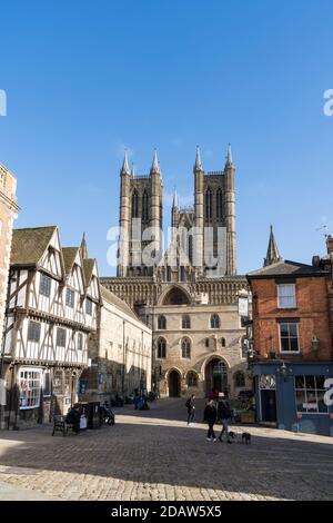 Visita la cattedrale di Checkrgate e Lincoln da Castle Hill, ottobre 2020 Foto Stock