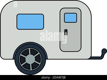 Icona di Camping Famiglia Caravan Auto. Contorno modificabile con disegno riempimento colore. Illustrazione vettoriale. Illustrazione Vettoriale