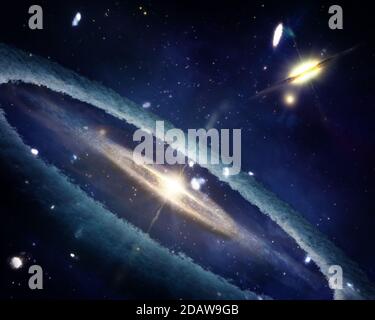 Sfondo astratto. Foro nero con nebulosa nello spazio esterno. Elementi di questa immagine forniti dalla NASA. Foto Stock