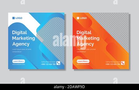 Digital Marketing Agency Vector Social Media Post Template Design. Progetto di pubblicità per Ufficio vettoriale. Illustrazione Vettoriale