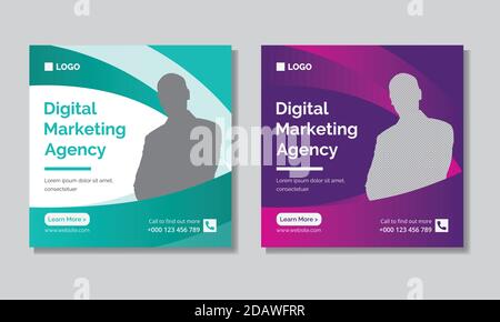 Digital Marketing Agency Vector Social Media Post Template Design. Progetto di pubblicità per Ufficio vettoriale. Illustrazione Vettoriale