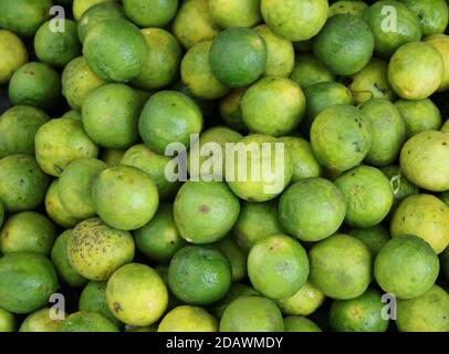 Limone di agrumi ×, molti limone fresco nel negozio con sfondo limone. Foto Stock