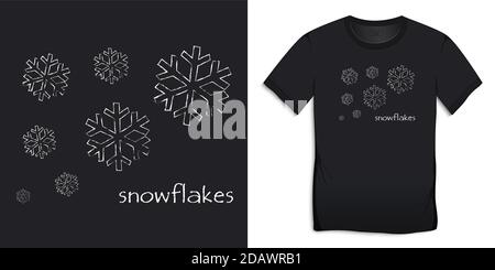 Fiocchi di neve motivo gesso, immagine motivo di Natale, grafica per t-shirt vettore Illustrazione Vettoriale