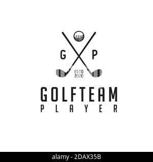 Semplice vintage retro Crossed Stick golf logo design Illustrazione Vettoriale