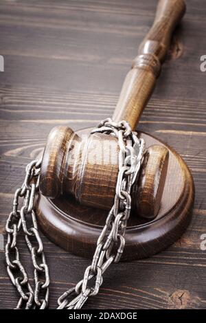 Cained giudice gavel di legno Foto Stock