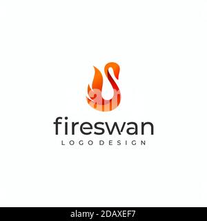 Logo Fire Swan, logo Creative Fire Orange abstract Swan Illustrazione Vettoriale
