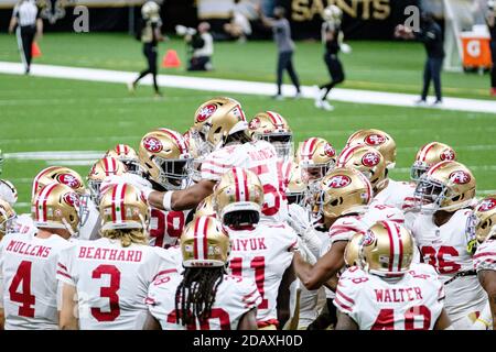 New Orleans, LOUISIANA, Stati Uniti. 15 novembre 2020. I San Francisco 49ers prima che suonino i New Orleans Saints a New Orleans, Louisiana USA il 15 novembre 2020. Credit: DaN Anderson/ZUMA Wire/Alamy Live News Foto Stock