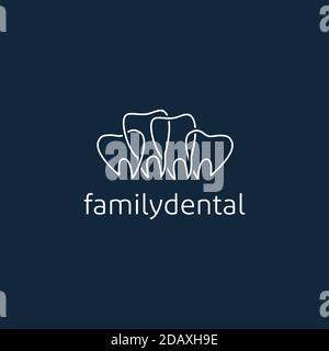 Semplice linea arte Famiglia logo dentistico clinica dentista logo Illustrazione Vettoriale