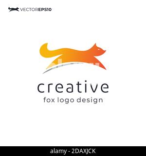 simbolo della volpe che ti ispira al design del logo Illustrazione Vettoriale