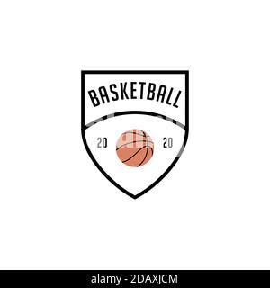 Emblema semplice vettore scudo basket logo Illustrazione Vettoriale