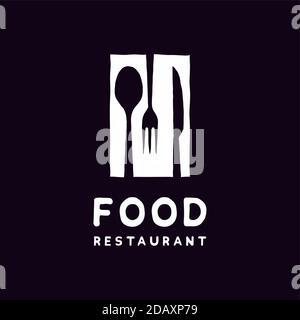 Forchetta a cucchiaio e coltello per il design del logo del ristorante Dining Illustrazione Vettoriale