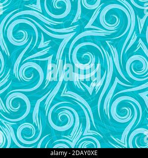 Linee e angoli irregolari e turchesi su uno sfondo luminoso vettoriale senza giunture. Onde astratte di tessitura o flusso di fluido stilizzato di turbolenza. Illustrazione Vettoriale