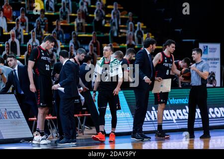 Bilbao, Paesi Baschi, SPAGNA. 15 novembre 2020. 04 novembre 2020, Bilbao, Paesi Baschi, SPAGNA: .Bilbao Basket giocatori durante la Liga Endesa settimana 6 gioco tra Bilbao Basket e Murcia a Miribilla Bilbao Arena. Credit: EDU del Fresno/ZUMA Wire/Alamy Live News Foto Stock