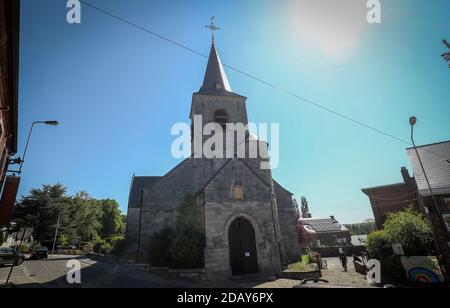 L'illustrazione raffigura la chiesa di San Martino a Montigny-le-Tilleul, mercoledì 20 maggio 2020. BELGA FOTO VIRGINIE LEFOUR Foto Stock