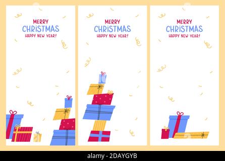 Modello di design per la vendita di natale con regali carini Illustrazione Vettoriale