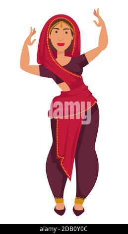 Donna indiana in sari danza tradizione e costumi dell'India Illustrazione Vettoriale