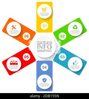 Modello vettoriale infografico aziendale con 6 opzioni Illustrazione Vettoriale