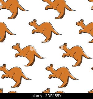 Kangaroo australiano simbolo modello senza cuciture animale selvatico Illustrazione Vettoriale