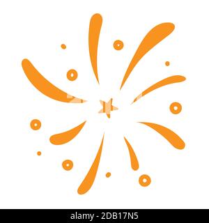 Doodle di fuochi d'artificio colorati disegnati a mano con stella al centro. Sunburst d'epoca. Illustrazione vettoriale isolata su sfondo bianco Illustrazione Vettoriale