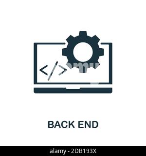 Icona back-end. Elemento semplice dalla raccolta di sviluppo di siti web. Icona di back-end riempita per modelli, infografiche e altro ancora Illustrazione Vettoriale