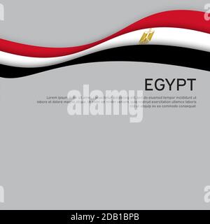 Bandiera egiziana ondulata astratta. Stile di taglio della carta. Sfondo creativo per l'egitto patriottico vacanza carta disegno. Poster nazionale. Stato patriottico egiziano Illustrazione Vettoriale