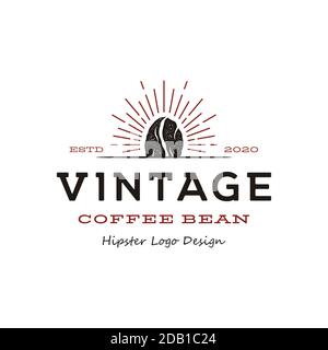 Logo di coffee Bean Roaster vintage hipster Illustrazione Vettoriale