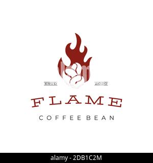 Roaster caffè rustico d'epoca con logo Fire Flame Illustrazione Vettoriale