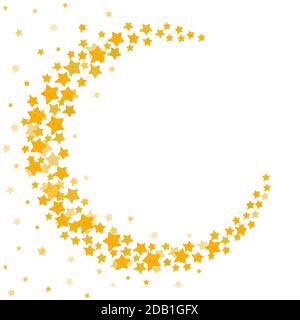 Cornice magica, cornice gialla acquerello stella per carte, saluti o inviti, sfondo magico stella d'oro con stelle confetti Foto Stock