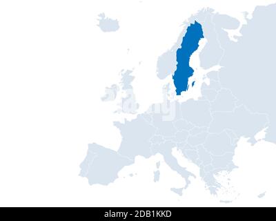 La Svezia sulla mappa europea. Illustrazione vettoriale. Illustrazione Vettoriale