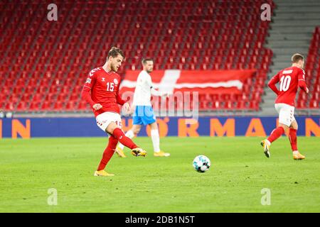 Copenaghen, Danimarca. 15 novembre 2020. Mathias Jensen (15) della Danimarca ha visto durante la partita della Lega delle Nazioni tra la Danimarca e l'Islanda il giorno 5 del gruppo B a Parken, Copenaghen. (Photo Credit: Gonzales Photo/Alamy Live News Foto Stock