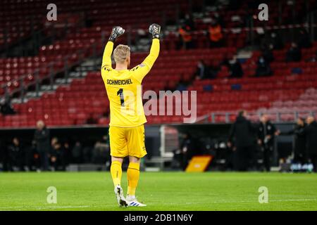 Copenaghen, Danimarca. 15 novembre 2020. Kasper Schmeichel (1) della Danimarca visto durante la partita della Lega delle Nazioni tra Danimarca e Islanda il giorno 5 del gruppo B a Parken, Copenaghen. (Photo Credit: Gonzales Photo/Alamy Live News Foto Stock