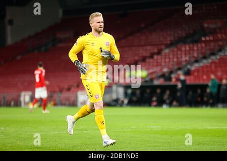 Copenaghen, Danimarca. 15 novembre 2020. Kasper Schmeichel (1) della Danimarca visto durante la partita della Lega delle Nazioni tra Danimarca e Islanda il giorno 5 del gruppo B a Parken, Copenaghen. (Photo Credit: Gonzales Photo/Alamy Live News Foto Stock