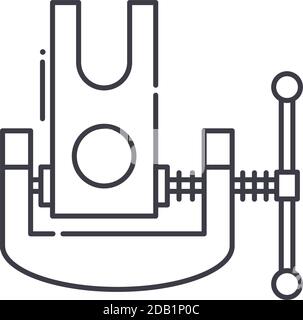 Icona clamp, illustrazione lineare isolata, vettore di linea sottile, segno di disegno web, simbolo di concetto di contorno con tratto modificabile su sfondo bianco. Illustrazione Vettoriale