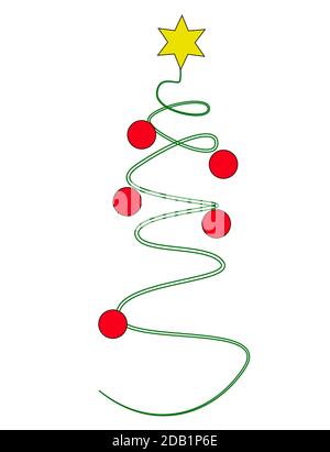 Vettore semplice albero di Natale fatto dalla striscia di carta - originale nuovo anno card Illustrazione Vettoriale
