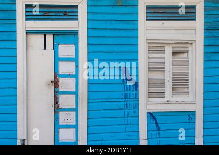 Repubblica Dominicana, Santa Domingo, case colorate nella zona coloniale Foto Stock