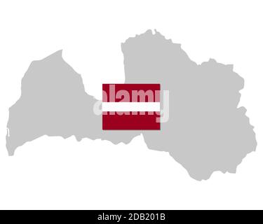 Fahne und Landkarte von Lettland Foto Stock