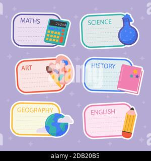 Mano tirata indietro alle etichette della scuola illustrazione vettoriale Illustrazione Vettoriale