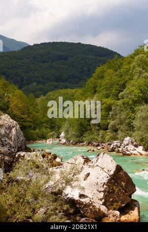 Fiume Soča. Primorska, Slovenia, Europa. Foto Stock